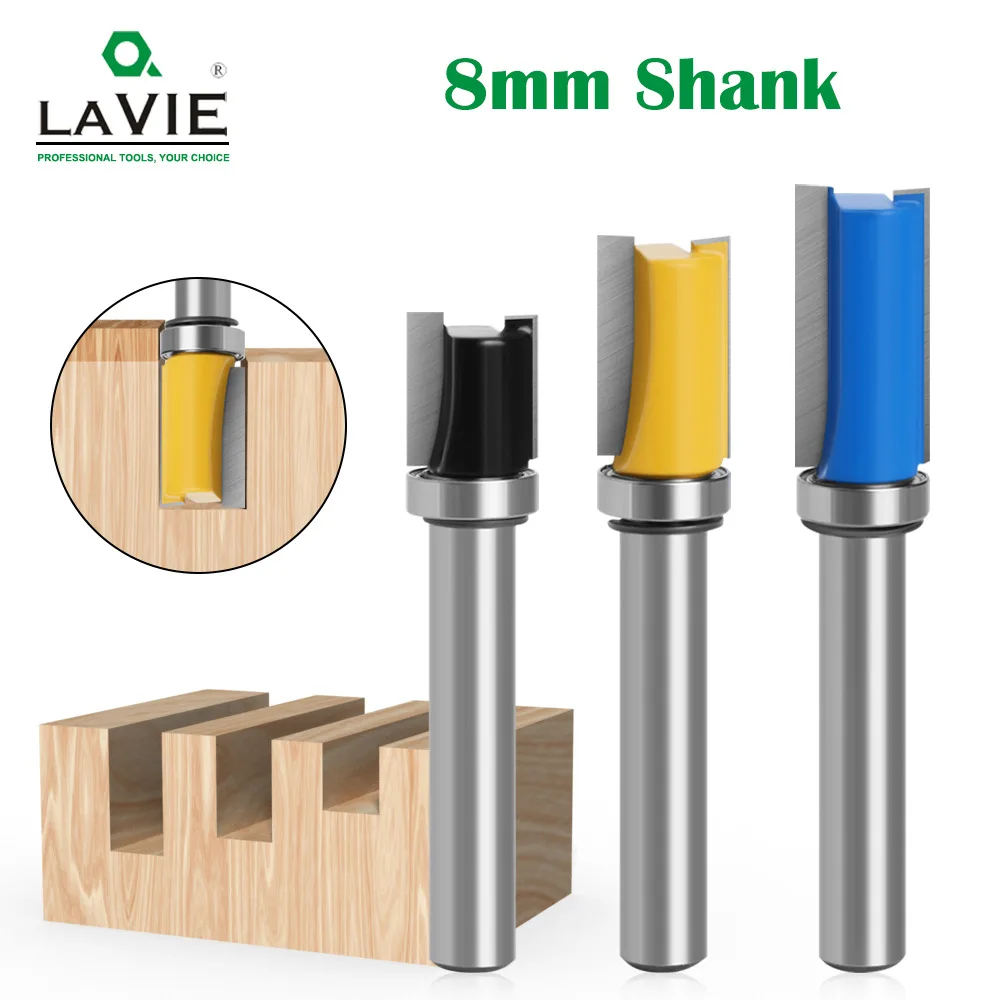 

8mm Shank Woodworking Milling Cutter CNC End Mill Machine Grooving Knife With Bearing Trimming Tools Router Bit Carpentry