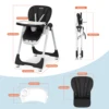Sejoy Adjustable Baby High Chair with 5-Point Harness 3-Tier Tray & Wheels CE/CPC Certified Children's Dining Chair 2