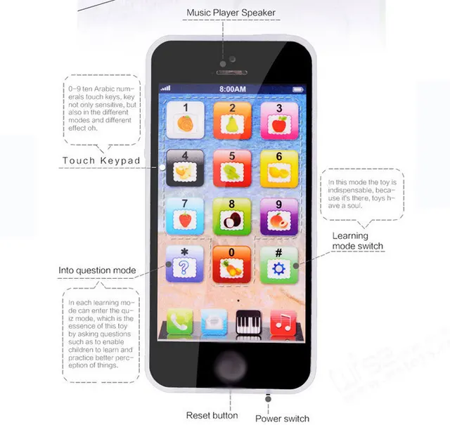 Educational toys Cellphone with LED  Baby Kid Educational phone  English Learning Mobile Phone Toy Chrismtas  Gifts 2