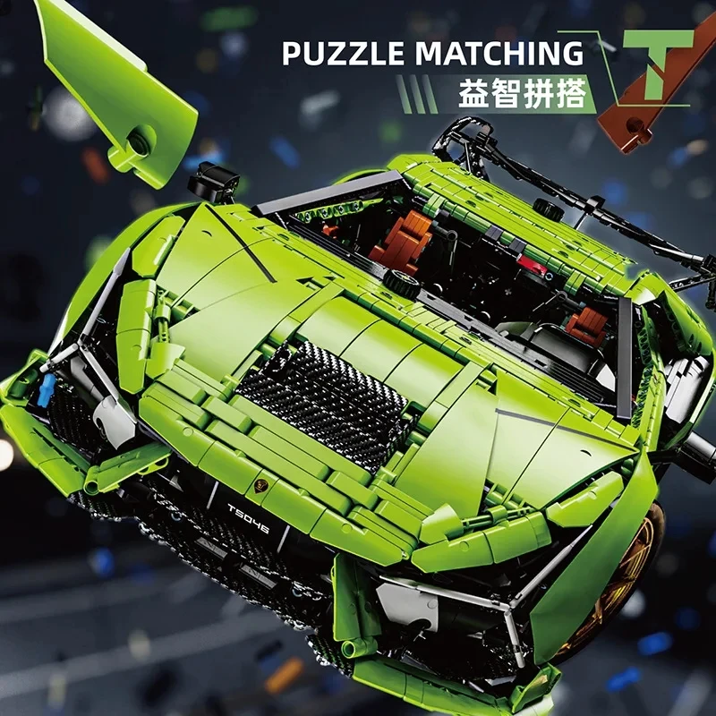 New 6628pcs Lambo T5046 1:6 MOC RC Sports Car Building Blocks Bricks Model Assembling Children's Toys Holiday Gift Set
