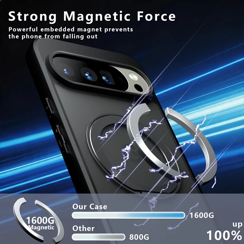 ELVEV Magnetic Shockproof Matte Case with Rotating Ring Bracket
