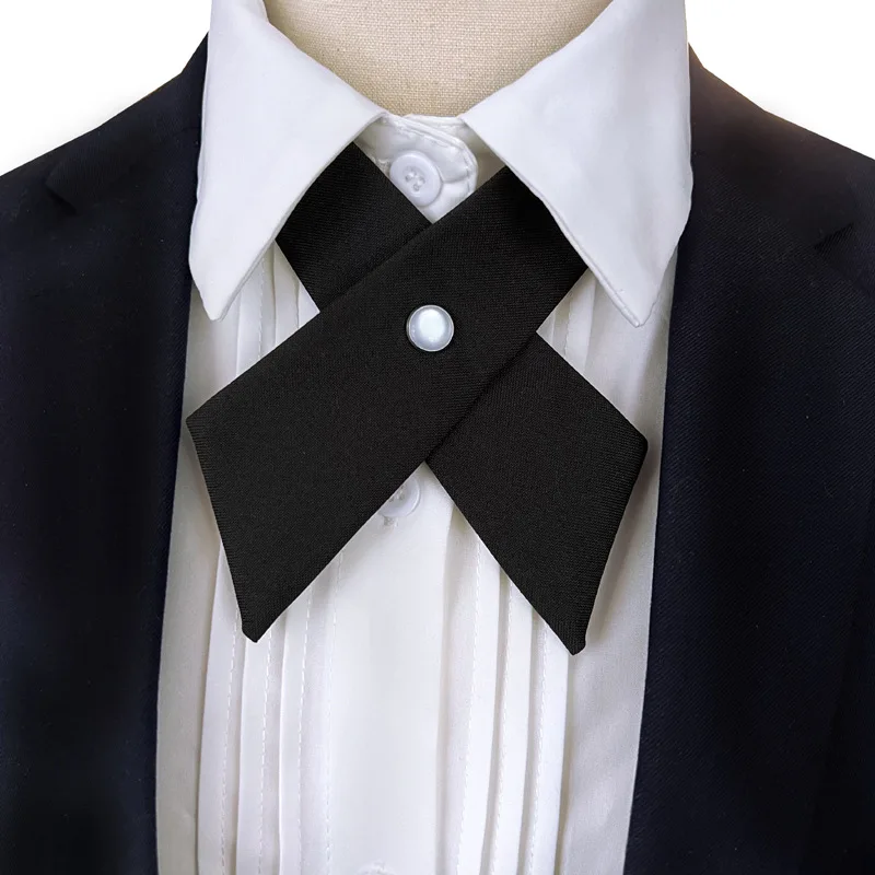Bow Tie Girl Student Uniform Solid Men's Women's Professional Cross Day Cravat Prom Graduation Casual