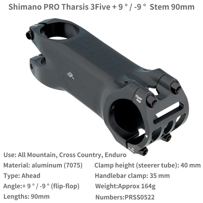 Shimano PRO Tharsis 3Five + 9 ° / -9 ° Stem MTB Cross