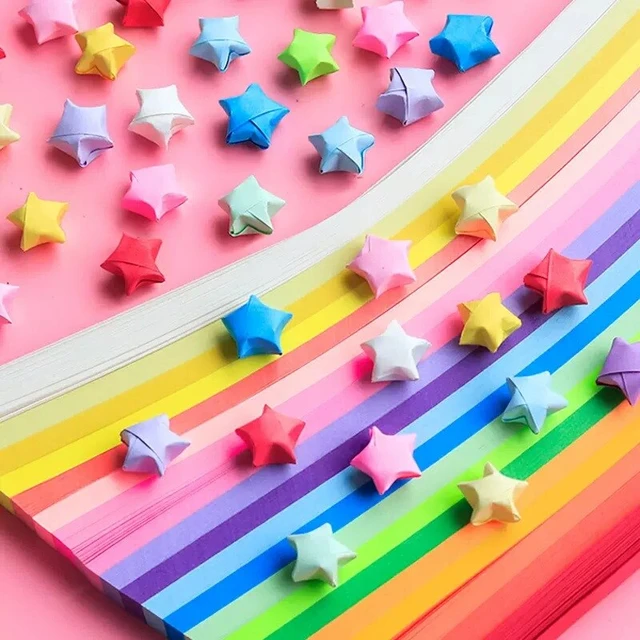 540 Sheets Origami Stars Paper Strips 27 Colors Folding Paper