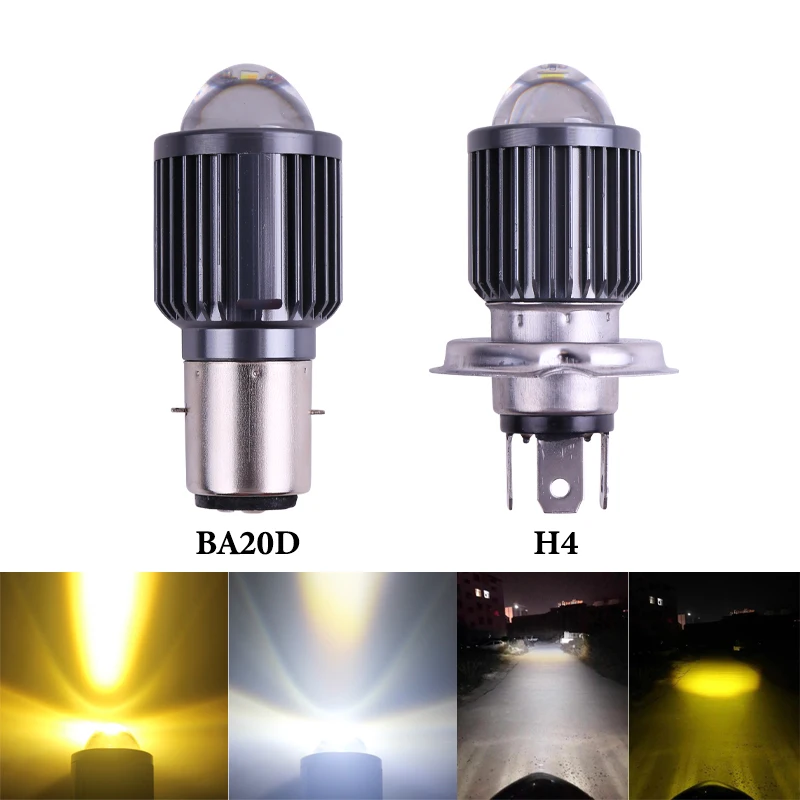 H4 BA20D Motorcycle Headlight Moto Led Bulbs CSP Chip Hi Lo Lens H4 Lamp Fog Lights Scooter Moto Accessories Headlamp 12V 1pcs motorcycle headlight