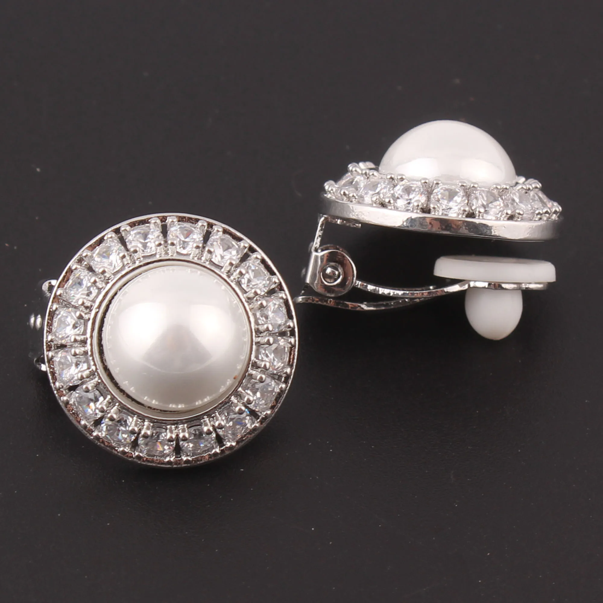 18K Gold Color Cubic Zircon Pearl Stud Clip on Earrings For Women No Pierced Cuff Earrings Ear Clip stud earrings ear clip earrings clip earrings ear clip ear accessories
