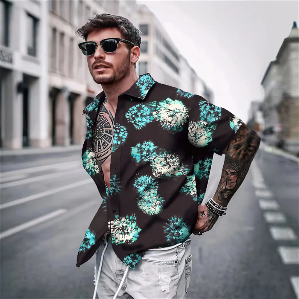 New men's top flowers pattern printing lapel a single buckle short -sleeved shirt fashion men's street clothing 2023 summer pattern printing tpu case for oneplus 6t blooming flowers