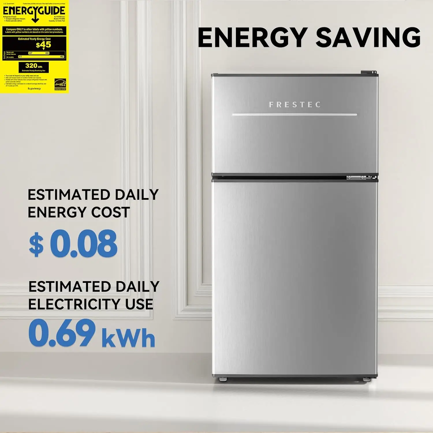 Mini Fridge with Freezer 3.5 Cu.Ft. 2 Door Refrigerator and Freezer Small Fridge for Bedroom Home Office Dorm 4