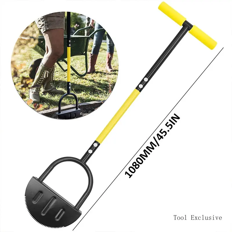 Manual Trimming Shovel Serrated Grass Saw Cutter With T-Grip Half Moon Manual Lawn Edger Reinforcedfor for Home Garden Supplies