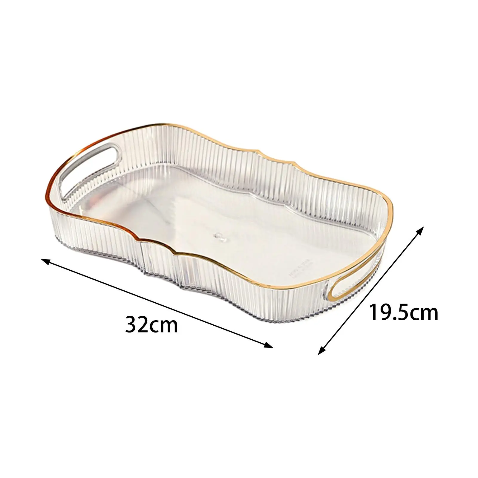 Acrylic Serving Tray Handle Jewelry Perfume Cosmetics Holder Home Kitchen Living Room Office