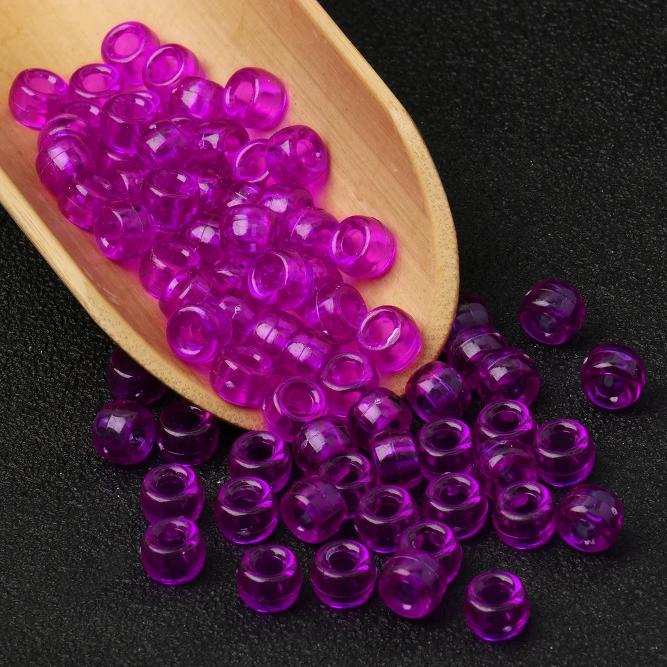 1000 perline da pony, 9 mm, in plastica viola, per collane, perline per capelli, trecce per ragazze, portachiavi, creazione di gioielli (viola