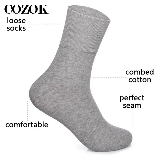 Men's Cotton Diabetic Ankle Socks (6 Pair) X-Large (Shoe Size 13-15) / Grey