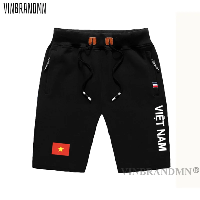 

VietNam mens shorts beach new men's board shorts flag workout zipper pocket sweat bodybuilding clothing VietNamese Viet Nam