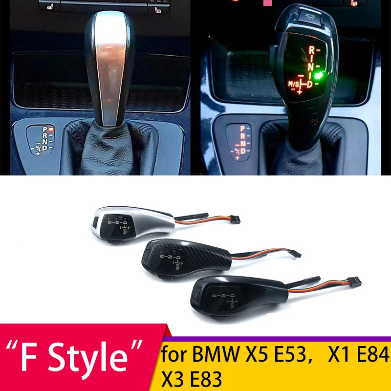 

for bmw x5 E53, x1 E84, x3 E83 Carbon fiber black and silver LED Gear Shift Knob Automatic Gear Shifter Lever Handle