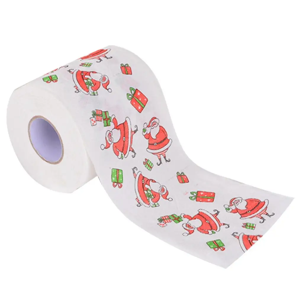 thumbnail image 1 of Papel higiénico con diseño de Papá Noel para Navidad, decoración navideña, bonito rollo de papel impreso para el hogar, regalo de Año Nuevo 2024, 1 of 5