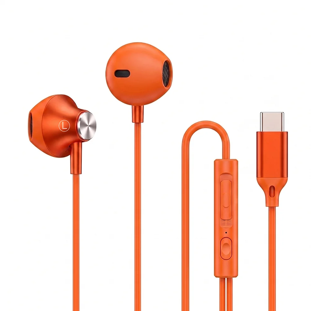 USB Type C Wired HiFi Stereo Headphones with Mic