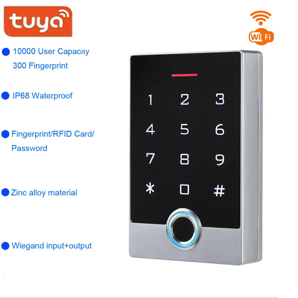 

Tuya APP WIFI Door Access Control System 13.56Mhz RFID Card Biometric Fingerprint Access Control Keypad Door LocK