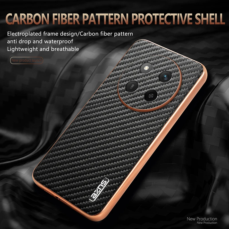 Luxury PU Plating Carbon Fiber Protective Back Cover Case