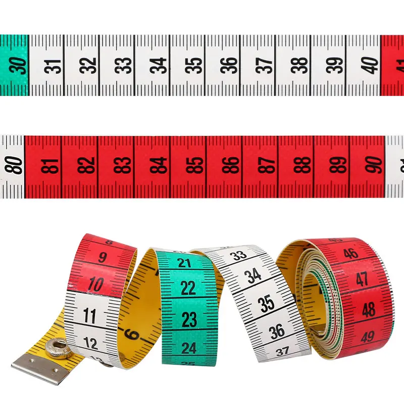 Regla de doble cara para medir el cuerpo, cinta de costura, cinta suave  para medir la circunferencia del pecho/la cintura, 60 pulgadas/150 cm,  color amarillo : : Hogar y Cocina