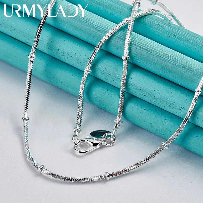 

URMYLADY 925 Sterling Silver Snake Chain 18/20 Inch Necklace For Men Women Wedding Party Fashion Gift Jewelry