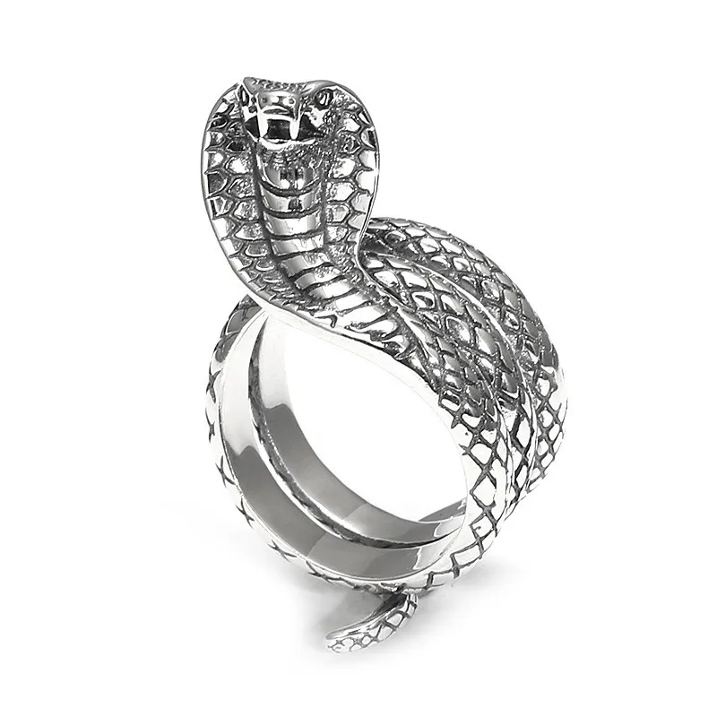 

002-JZ-87 JZFSILVER Silver S925 Fashion Adjustable Retro Exaggerated Creative Lovely Cobra Snake Rings Men Women Wedding Jewelry