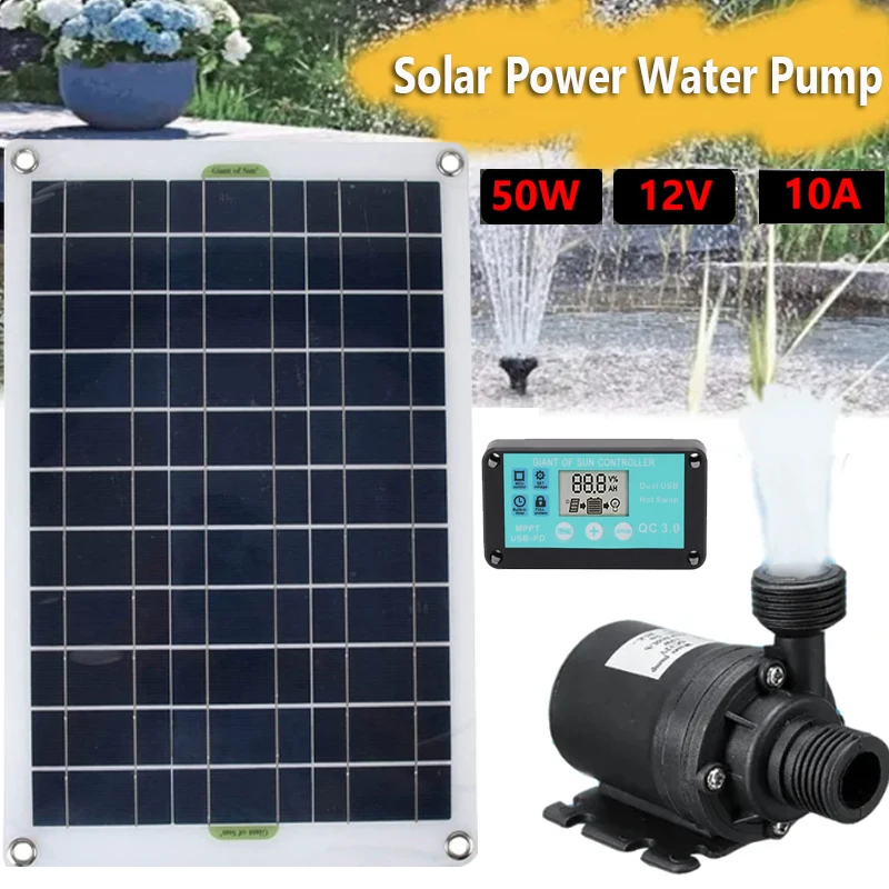50W 800L/H Kit Pannello Solare 12V Brushless Pompa Dell'Acqua Solare Cella Solare Pannello Fotovoltaico Fontana Pompa Dell'Acqua Pompa Dello Stagno De