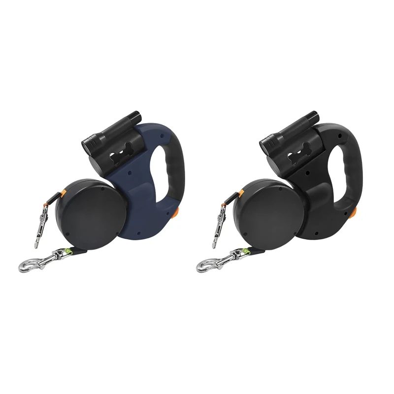 Dual Dog Rope Leash With Light Retractable Double Pet Traction Rope