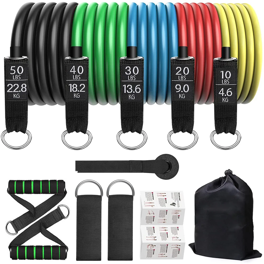 

Resistance Bands Set with Handles Home Workout Fitness Elastic Bands for Physical Therapy Gym Sports Strength Training Equipment