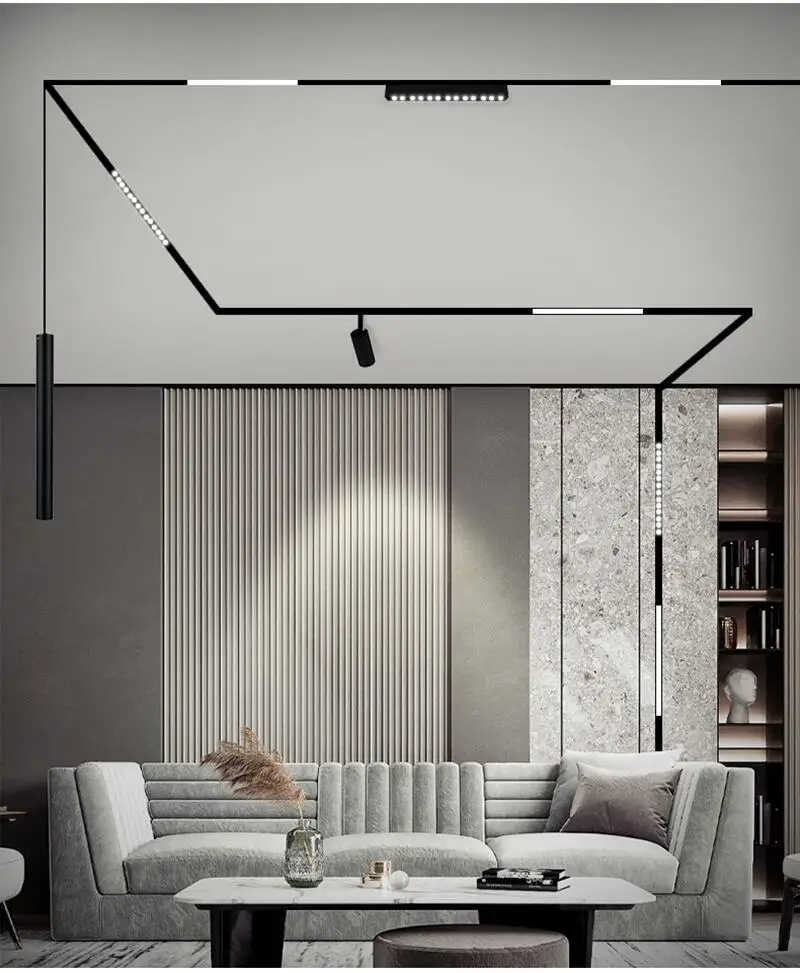 Description Picture 6 of itemModern Magnetic Track Light Embedded Home Living Room No Main Light Lighting LED Line Grille Light Series Spotlight Flood Lamps