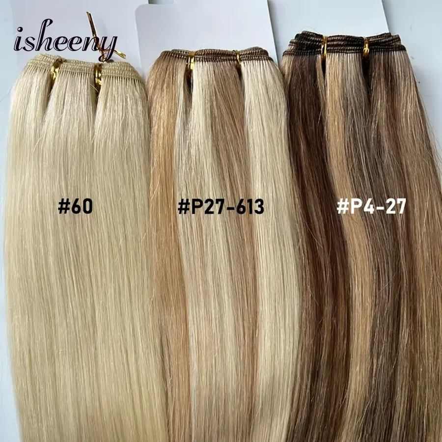 Highlight Blonde Human Hair Weft 12-22 Inches Double Weft Hair Bundles Sewing In Hair Weaves 50g/bundle For Women - 3