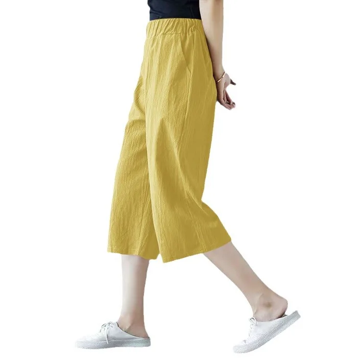 Cropped Pants for Women  Summer Thin Casual Pants  Loose Slimming Wide-leg   High-waisted Casual Cool Pants for Women
