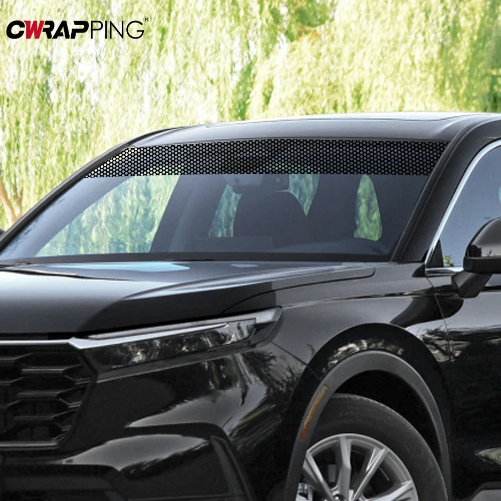 Car Sunshade Stickers 3D Design Vinyl Film Fly Eye One Way Vision Mesh Films Car Front Windshield Decals for Auto Decoration