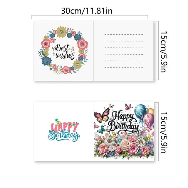 Cartes de vministériels x et de vministériels x en biscuits 5D pliées, peinture au diamant faite à la main, carte de festival de Noël, carte d'anniversaire, arts, 12 pièces, 4 pièces 6