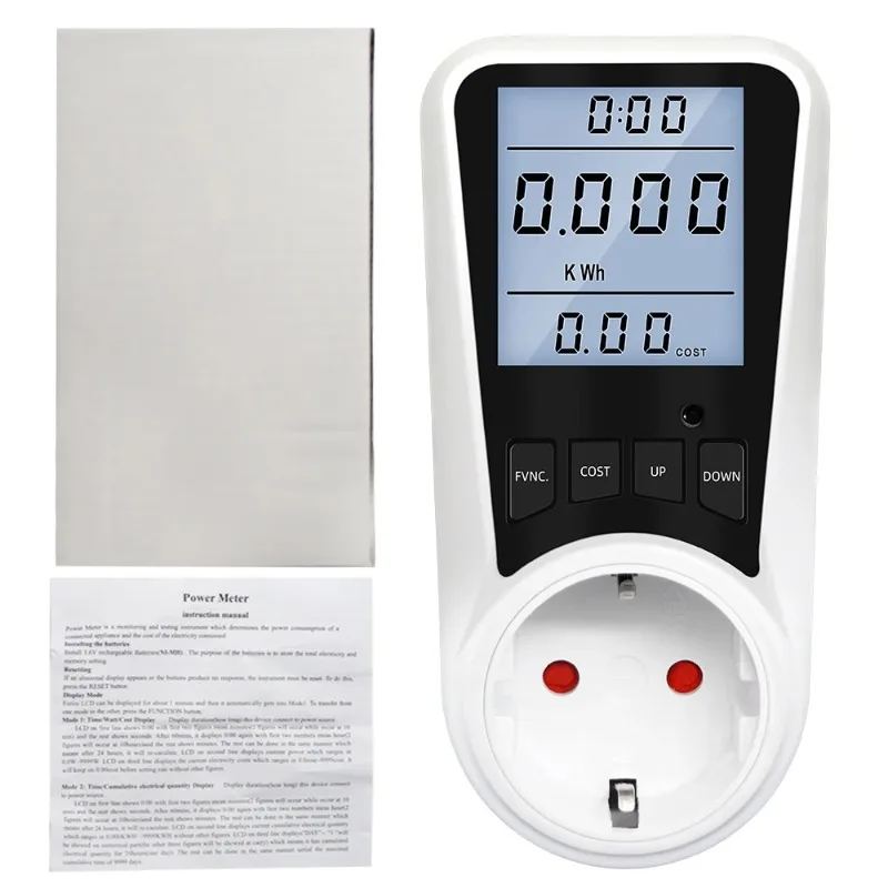 Digital Wattmeter LCD Energy Meter Electricity Power Meter Socket Electric Tester EU US AU UK FR Measuring Outlet Power Analyzer