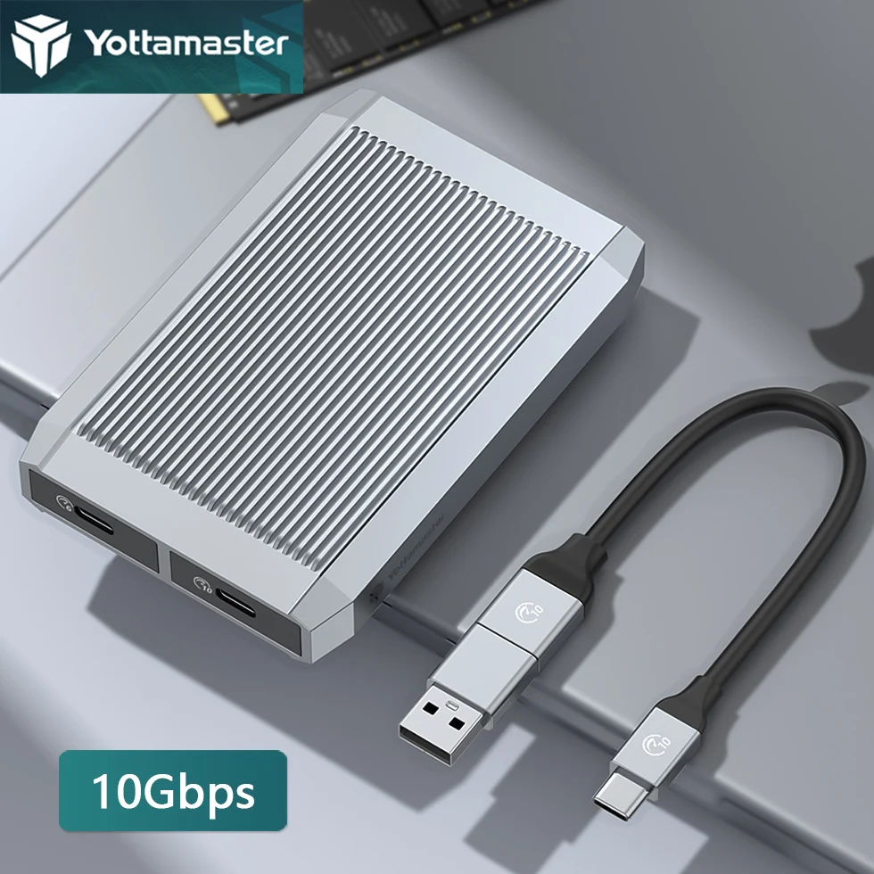 

Yottamaster M.2 External SSD Case SATA NVMe Dual Protocol Bay USB A 3.0 Type C M2 HD Enclosure Hard Disk Drive Storage Box USB3