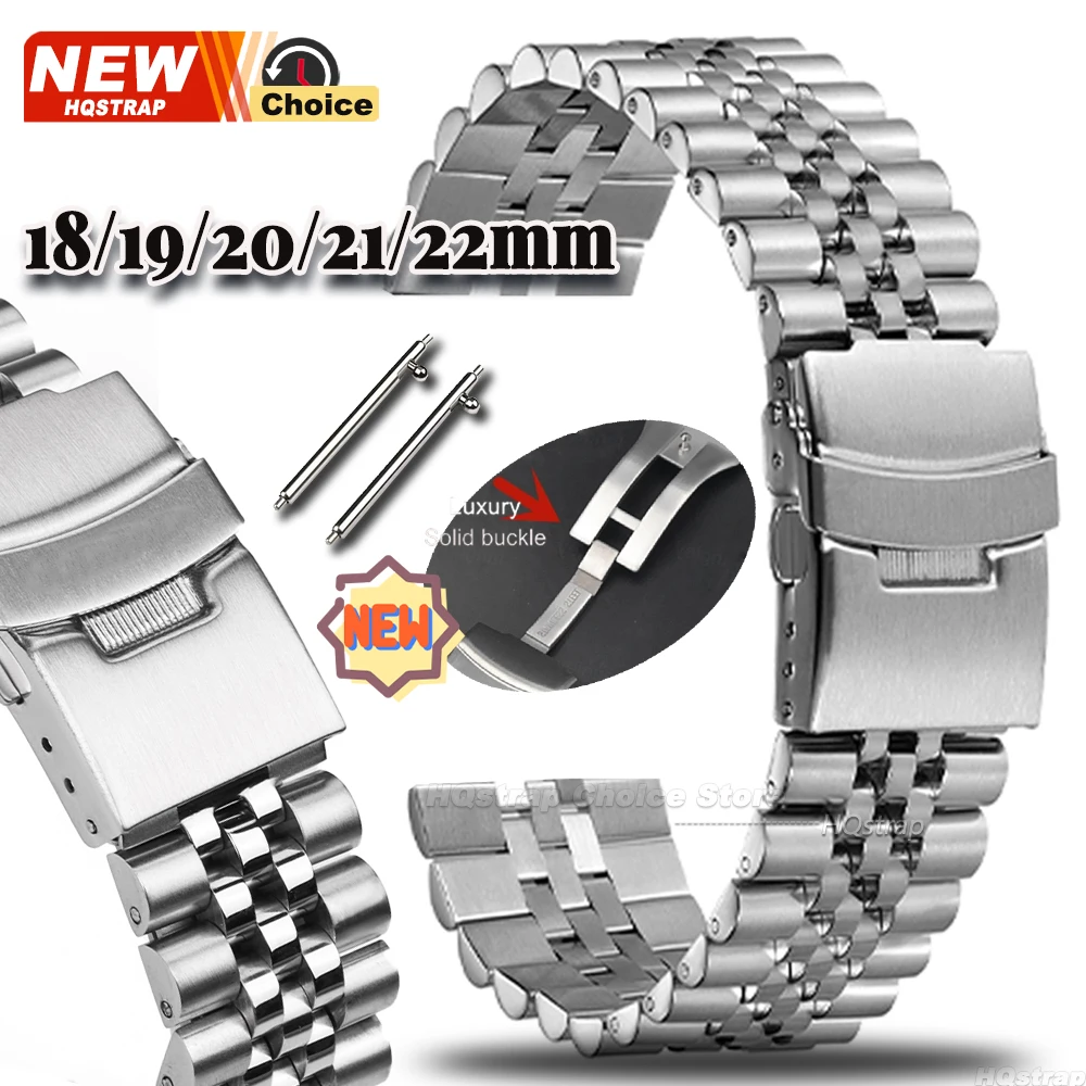 Luxury Buckle Solid Stainless Steel Universal Men's Business Watch Strap