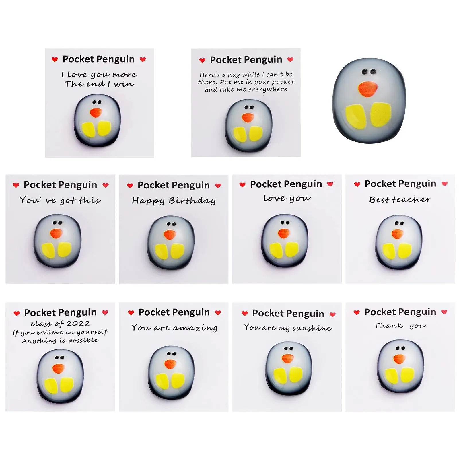 Ornament Crafts Miniature Ornament Mini Penguin Figurines A Little Pocket Penguin Hug Keepsake Ornament Cute Christmas Gift Small Message Card Distance Social Present Party Decoration