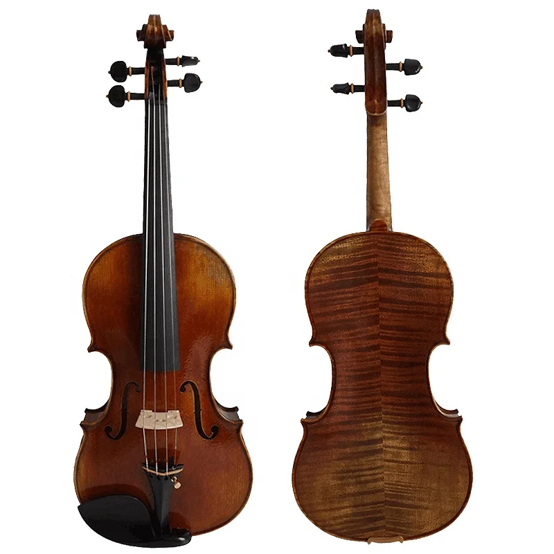 

Antique Dark And Yellow Brown skin nice flame handmade high level 4/4 professional violin HVA08B