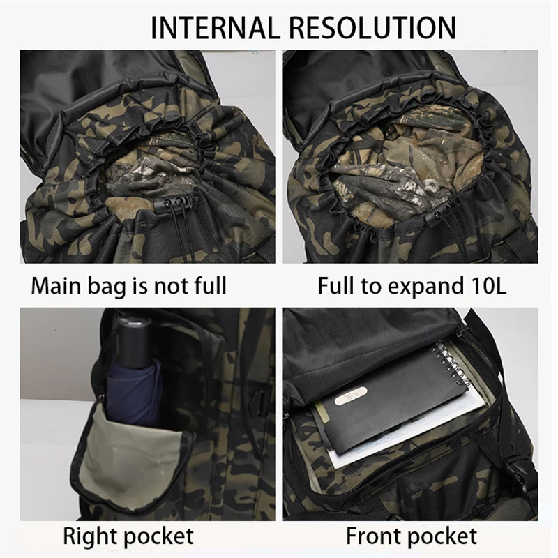 Large Capacity Outdoor Backpack Oxford Cloth Waterproof Camouflage Backpack 80L Travel Outdoor Camping Military