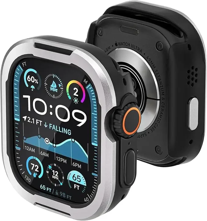 Sleek Dual-Layer Metal & TPU Apple Watch Protector Case