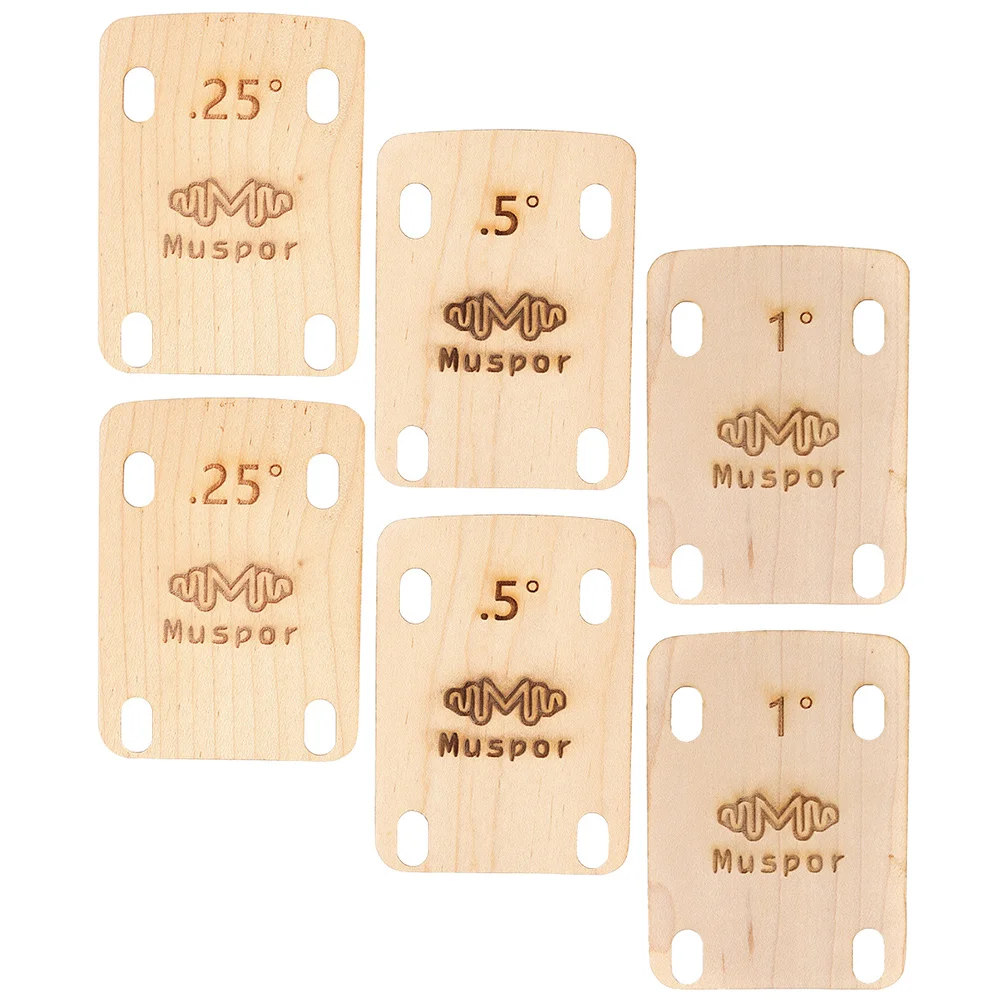 

6 Pcs Guitar Neck Spacer Accessories Heightening Gasket Wood Shims Maple Thickness Parts Joint Plate Bass