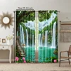 2pc, Party Window Curtains Forest waterfall pattern Fabric,Without Electricity Birthday Party Applies to aesthetic room decor 3