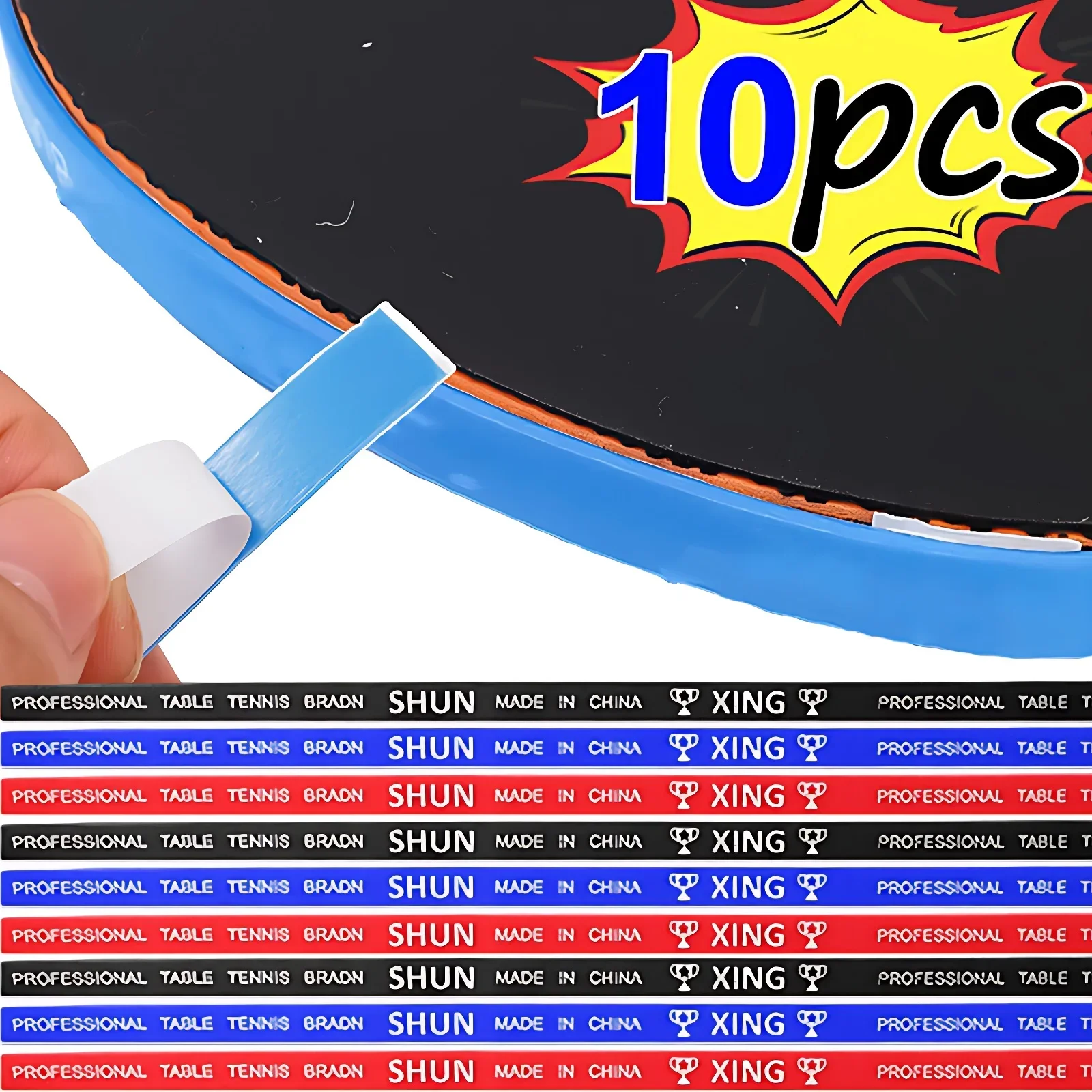 Description Picture 3 of item2/4/10Pcs Thickened Table Tennis Racket Protection Sponge Tape 45*1cm Non-slip Ping Pong Bat Side Protective Tape Accessories
