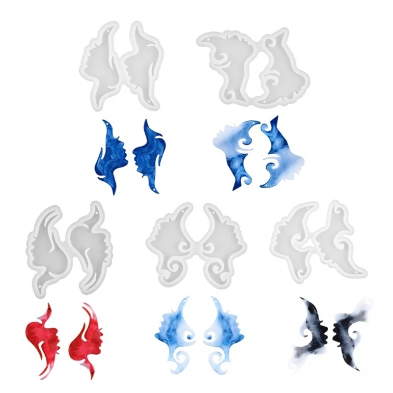 

Resin Casting Molds Silicone Pendant Moulds Abstract Human Head Shaped Earring Mold for Necklace Pendant Keychain Dropship