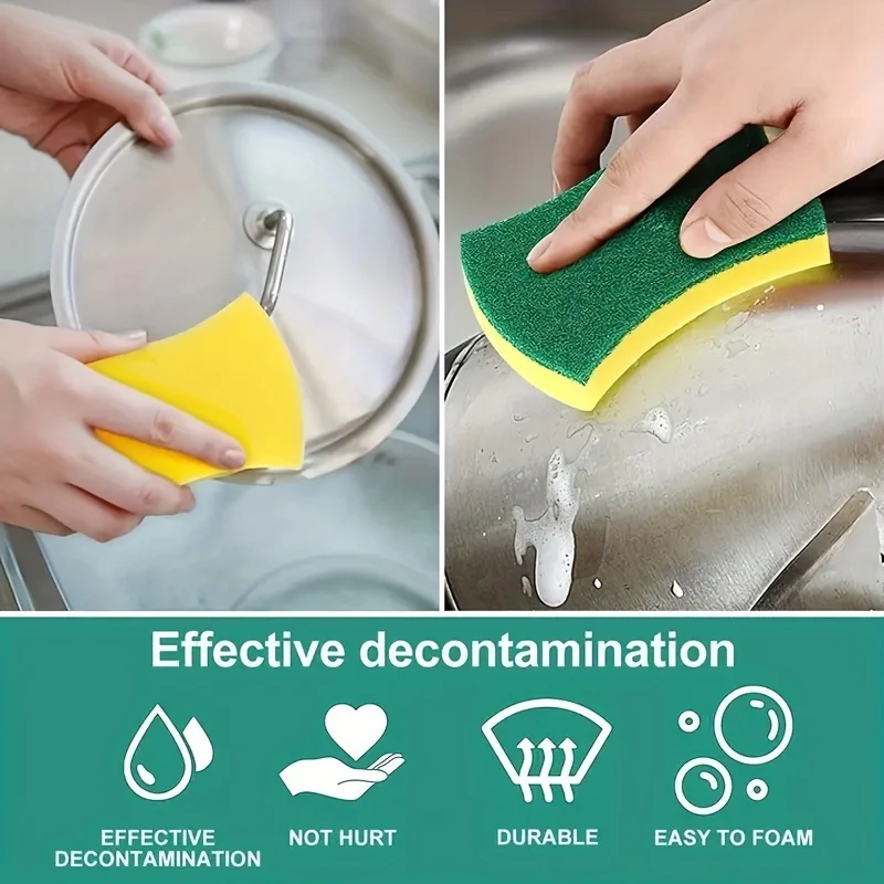12pcs, Sponge Rub, Dishwashing Sponge Magic Scrubbing Dishware Artifact Brush Bowl Cleaning Absorbent Sponge Block Scouring Pad