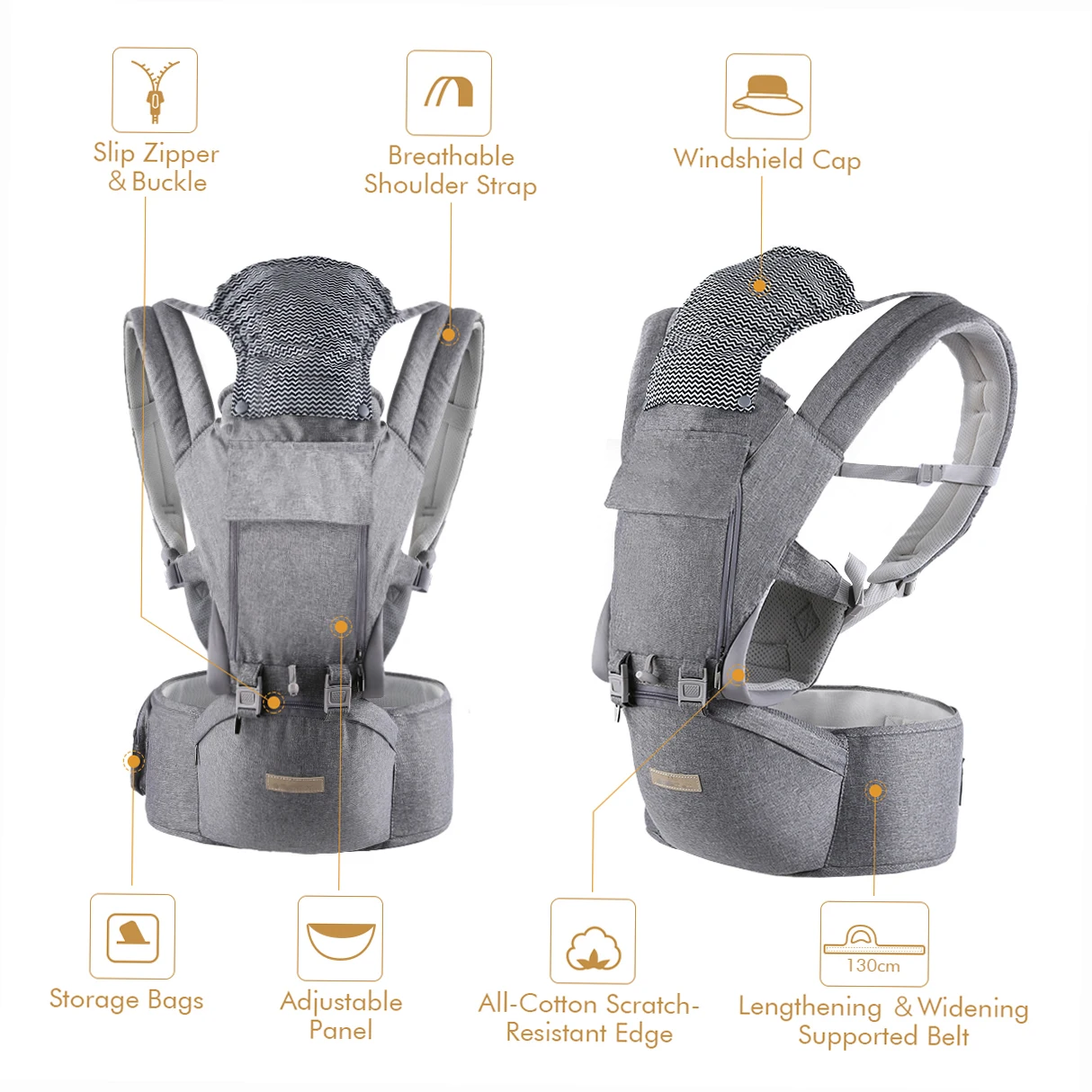 Ergonomic Baby Carrier Wrap baby carrier baby hip seat Newborn to Toddler Hip Seat Lumbar Support 4 Seasons 12 Positions Perfect for Hiking Shopping Travel