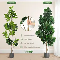 4FT/5FT/6FT/7FT Fiddle Leaf Fig Tree Artificial with Leaves, Realistic Faux Ficus Lyrata Trees in White Planter Pot, Home Decor 4