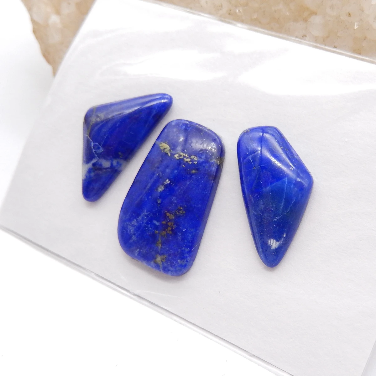 Natural Lapis Lazuli Flatback Cabochons Lot, 3pcsLoose Gemstone for Jewelry Making
