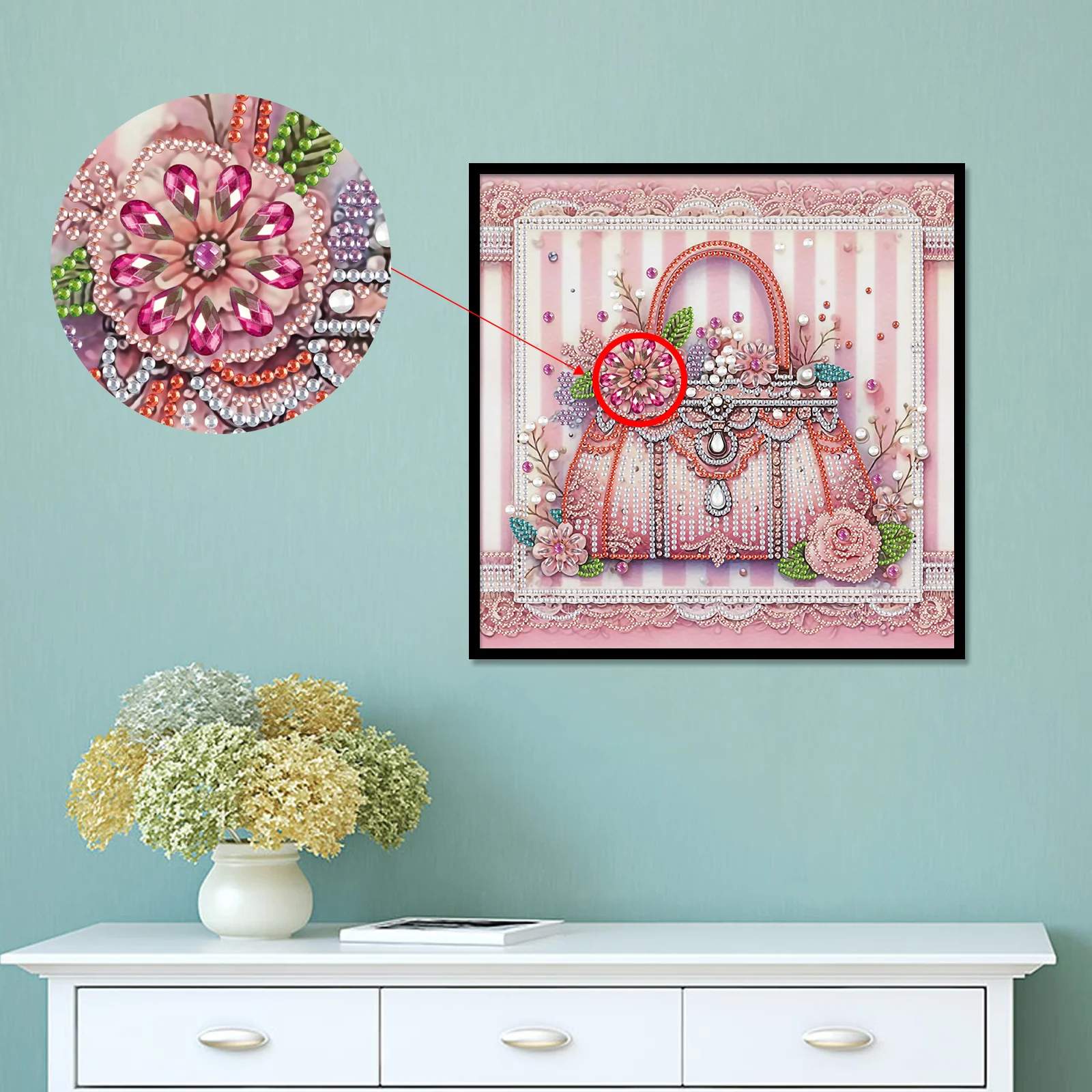 DIY Bag and flowers 5D Special Shape Diamond Art Kits Beginners Home Wall Decoration Gift