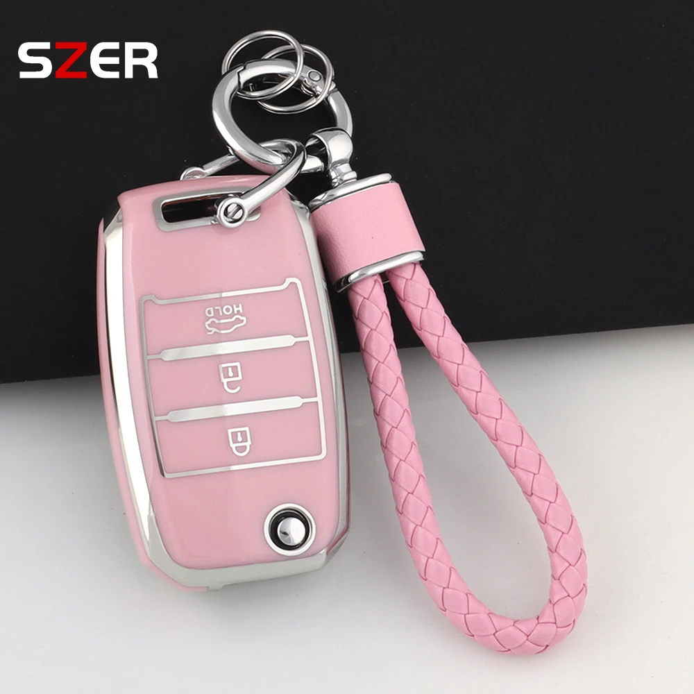 Enhanced TPU Car Flip Key Case Cover - 3/4 Button Protection